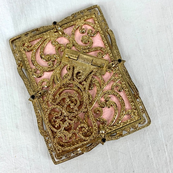 New Collette et Cie Crystal Jeweled Frame for 3X4 Photo Ornate Gold Back - Picture 12 of 13